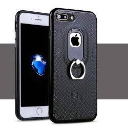 iPhone 7 Plus Aluminum Design Ring Holder Stand Case (Black)
